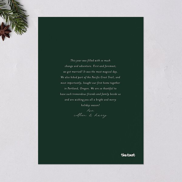 Pinecone Frame Holiday Cards Dark Green Signature Blank Standard Portrait