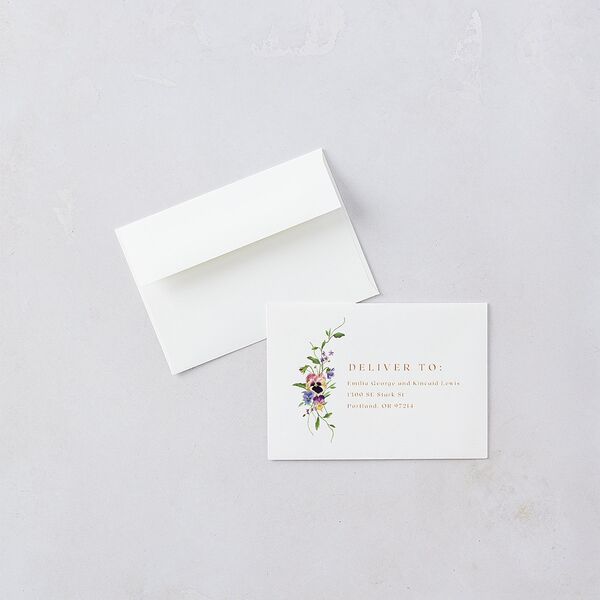 Wild Pansies Wedding Response Cards Rose Gold Signature Standard