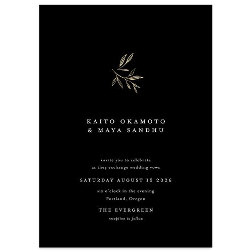 Shining Sprig Wedding Invitations Gold Licorice Signature Blank No Standard