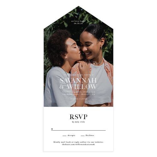 Elegant Snapshot All-in-One Wedding Invitations Midnight Signature Light Both Recipient and Return Addresses No