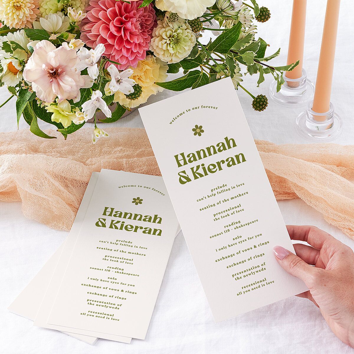 Simple Retro Daisy Wedding Programs Meadow Signature