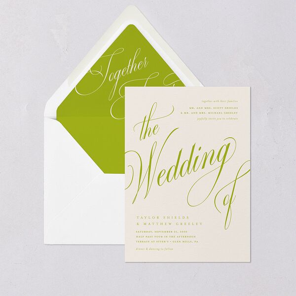 Modern Wedding Of Calligraphy Euro Envelope Liners Chartreuse Luxe