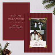 First Christmas Photo Album Holiday Cards Merlot Signature Blank Landscape Standard