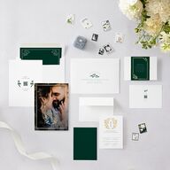 Rustic Kingdom Save the Date Cards Gold Dark Green Signature smooth Blank No