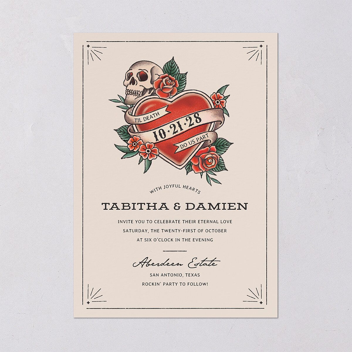 Til Death Tattoos Wedding Invitations Linen Signature Blank No Standard