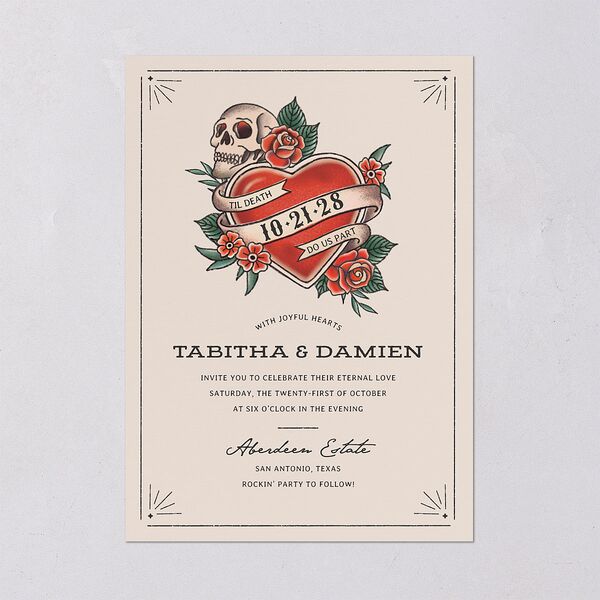 Til Death Tattoos Wedding Invitations Linen Signature Blank No Standard