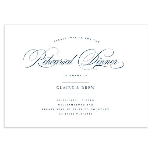 Classic Calligraphy Rehearsal Dinner Invitations Cruise Signature Blank Standard