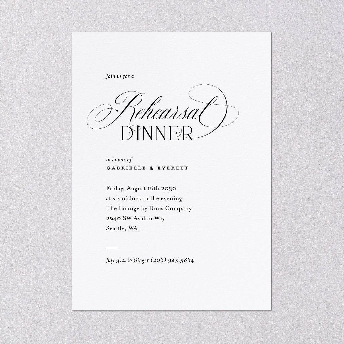 Opposites Attract Rehearsal Dinner Invitations Licorice Signature Blank