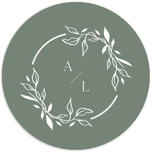 Monogram Leaves Wedding Stickers Eucalyptus Circle