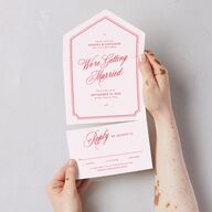 We're Getting Married All-in-One Wedding Invitations Ruby Signature Light Both Recipient and Return Addresses