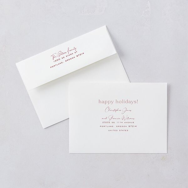 Illustrated Winter Frame Holiday Card Envelopes Jewel Red Both Recipient and Return Addresses Standard
