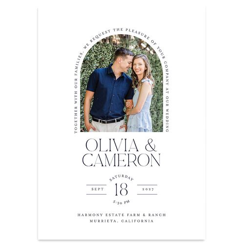 Photo Arch Wedding Invitations Midnight Navy Signature Blank No Standard