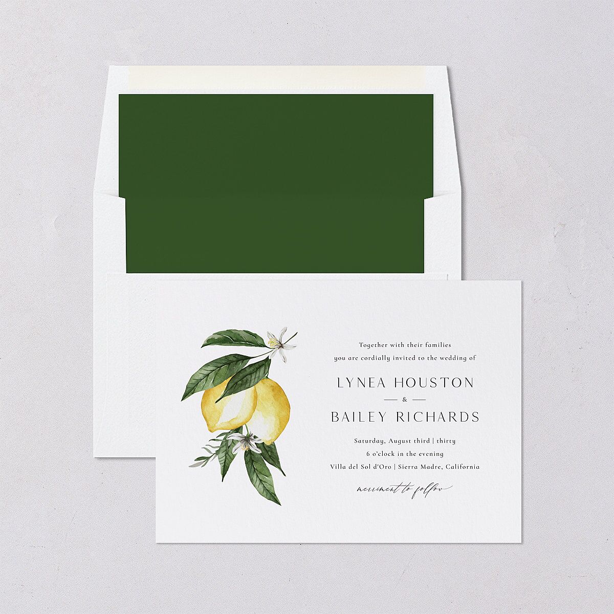 Botanical Lemon Standard Envelope Liners Buttercup Standard