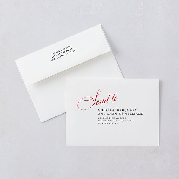Bold Romantic Type Save the Date Cards Ruby Signature smooth Blank No Standard