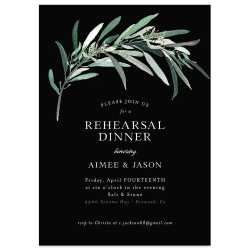 Lush Greenery Rehearsal Dinner Invitation Midnight Signature Blank Standard