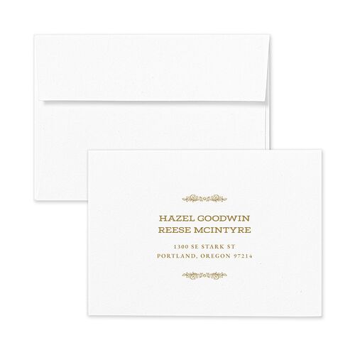 Elegant Western Monogram Response Card Envelopes White Umber Return Address Signature Standard
