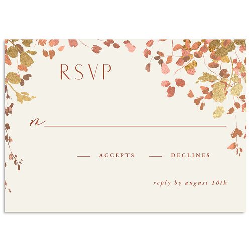 Cascading Florals Wedding Response Cards Gold Copper Signature