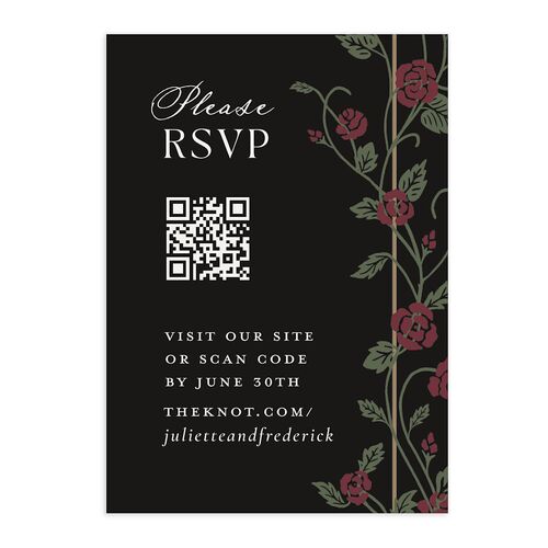 Sword and Roses Fantasy Garden QR Code RSVP Cards Charcoal Signature Standard