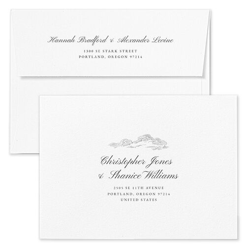 Dusty Blue Regency Toile Wedding Invitation Envelopes Silver Terracotta Both Recipient and Return Addresses Standard Signature