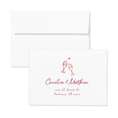 Nautical Border Response Card Envelopes White Coral Pink Return Address Signature Standard
