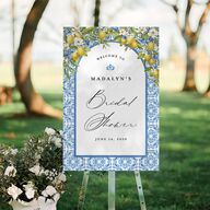 Romantic Italian Coastal Lemons Bridal Shower Standard Welcome Sign Large Sapphire Standard Indoor Foam Core L Welcome