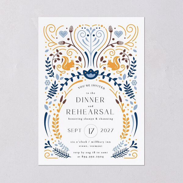 Nordic Folk Rehearsal Dinner Invitations Butterscotch Signature Blank