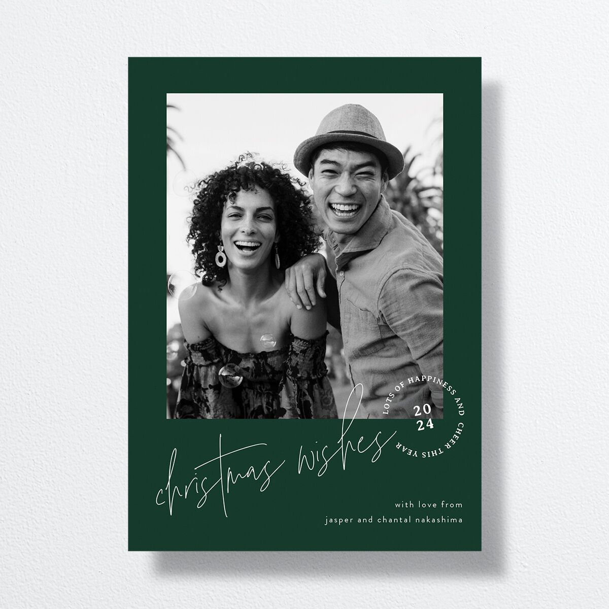 Christmas Wishes Holiday Cards Dark Green Signature