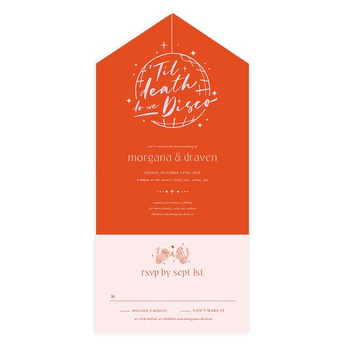 Til Death Do We Disco All-in-One Wedding Invitations Salmon Signature Light Both Recipient and Return Addresses No