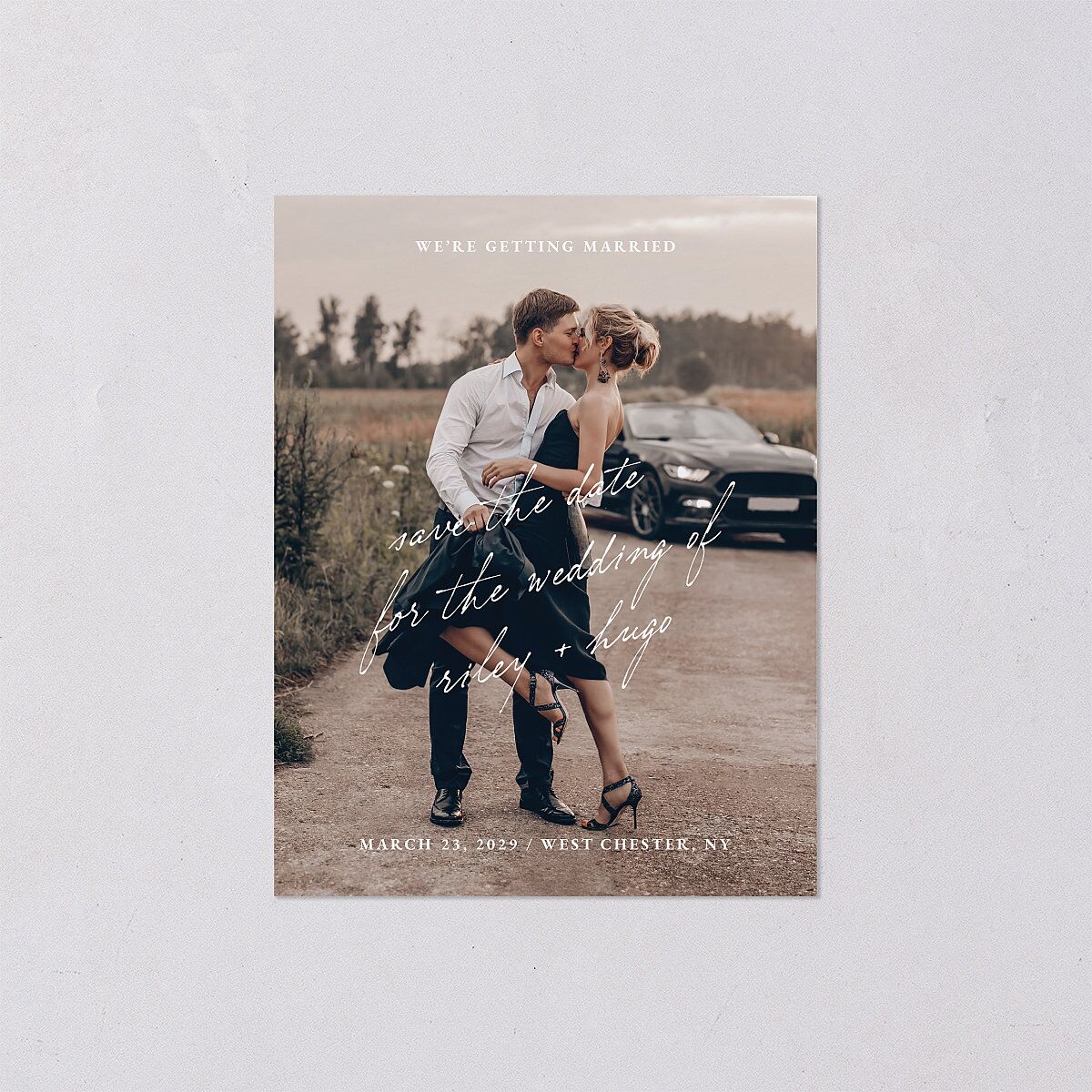 Scripted Announcement Save the Date Petite Cards Licorice Signature smooth Blank No Standard