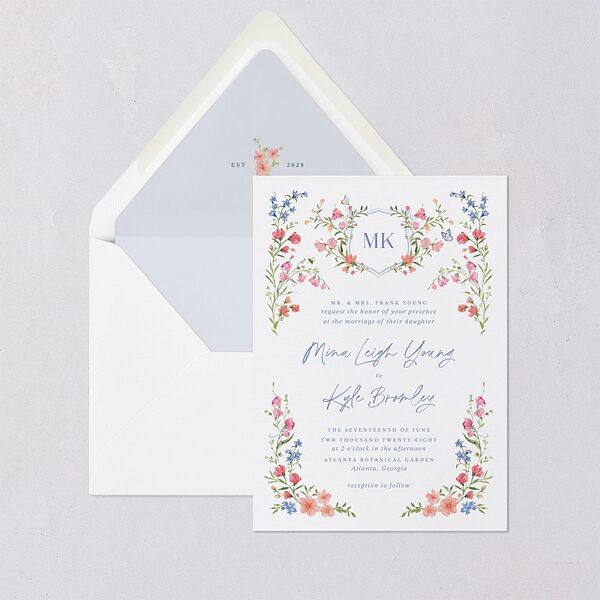 Fairytale Wildflower Crest Euro Envelope Liners Pure White Luxe