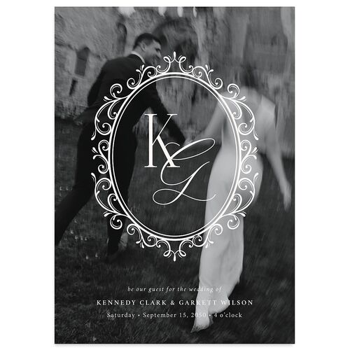 Maximalist Photo Crest Wedding Invitations Linen Signature Blank No Standard