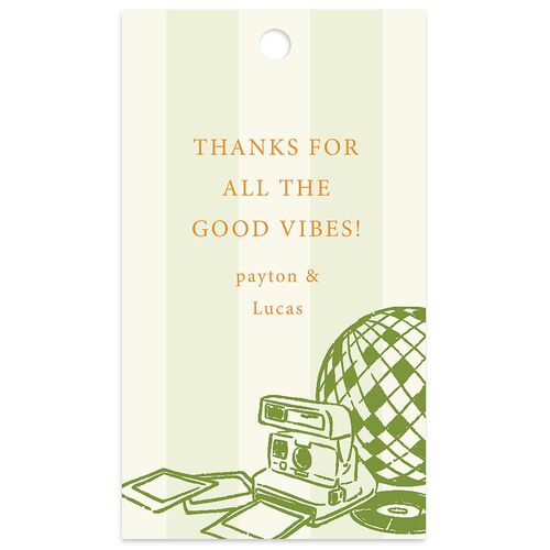 Colorful Retro Stripes Favor Gift Tags Sea Foam Signature