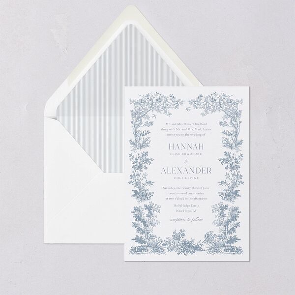 Dusty Blue Regency Toile Euro Envelope Liners Dusty Blue Luxe