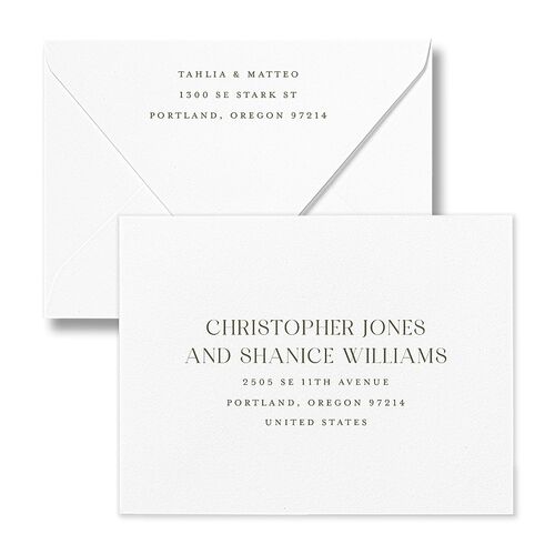 Elegant Sidebar Images Save the Date Petite Card Euro Envelopes White Thyme Both Recipient and Return Addresses Luxe Signature