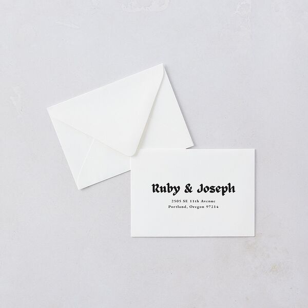 Gothic Fantasy Photo Response Card Euro Envelopes Linen White Return Address Luxe