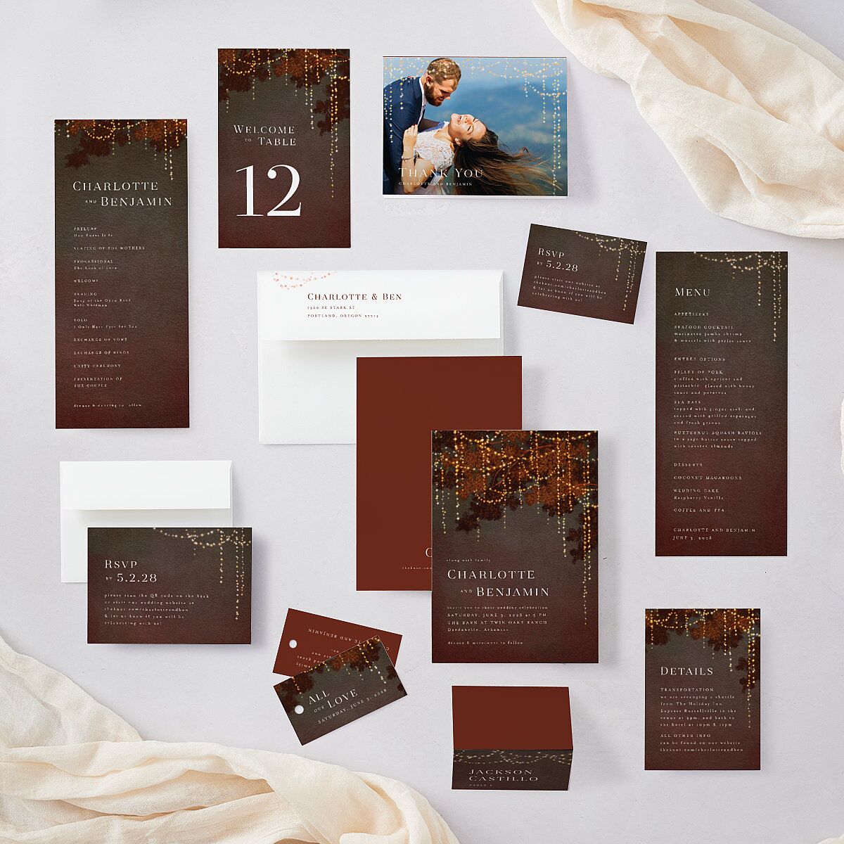 Enchanted Evening Wedding Response Cards Rust Signature Standard