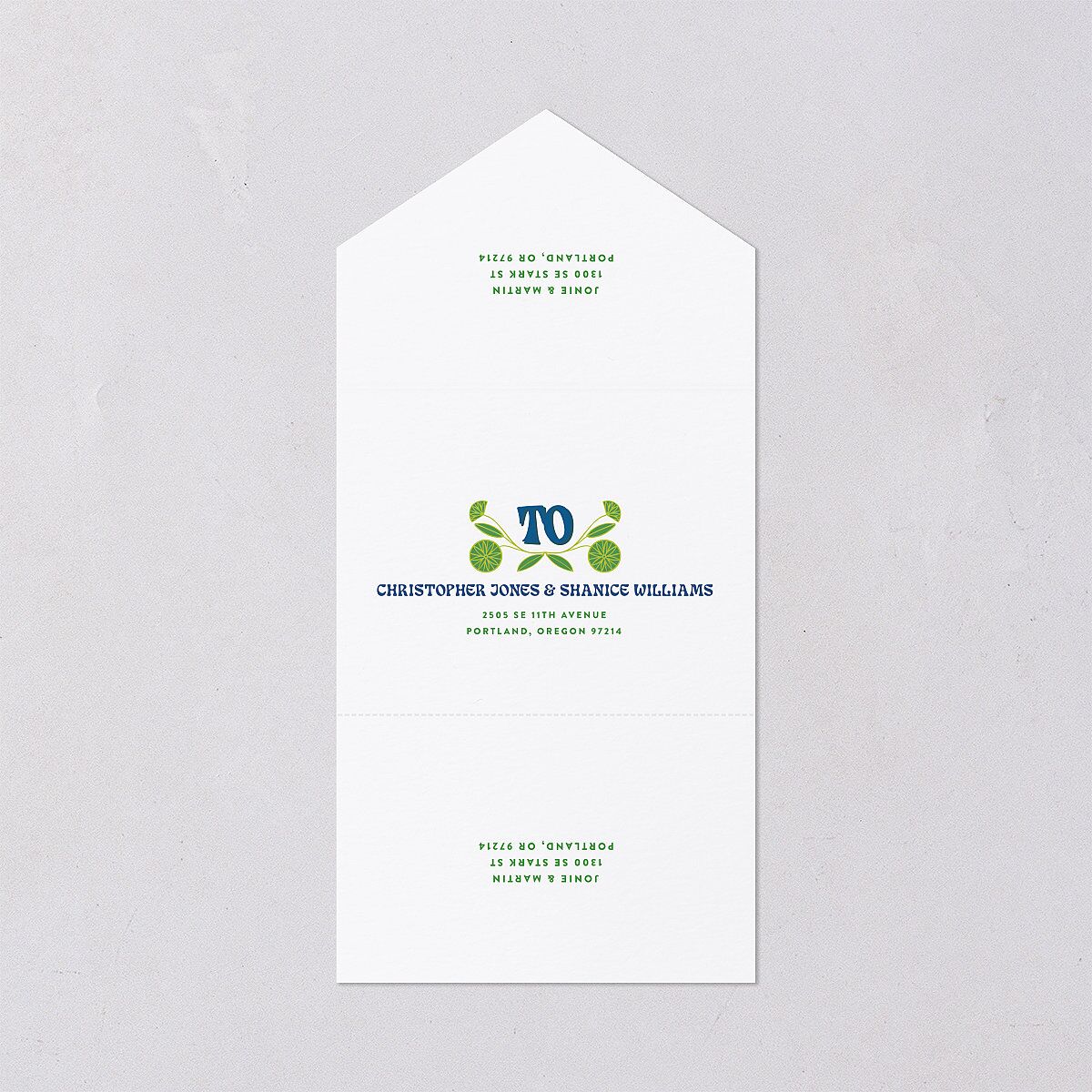 Wedstock All-in-One Wedding Invitations Sky Signature Light Both Recipient and Return Addresses No