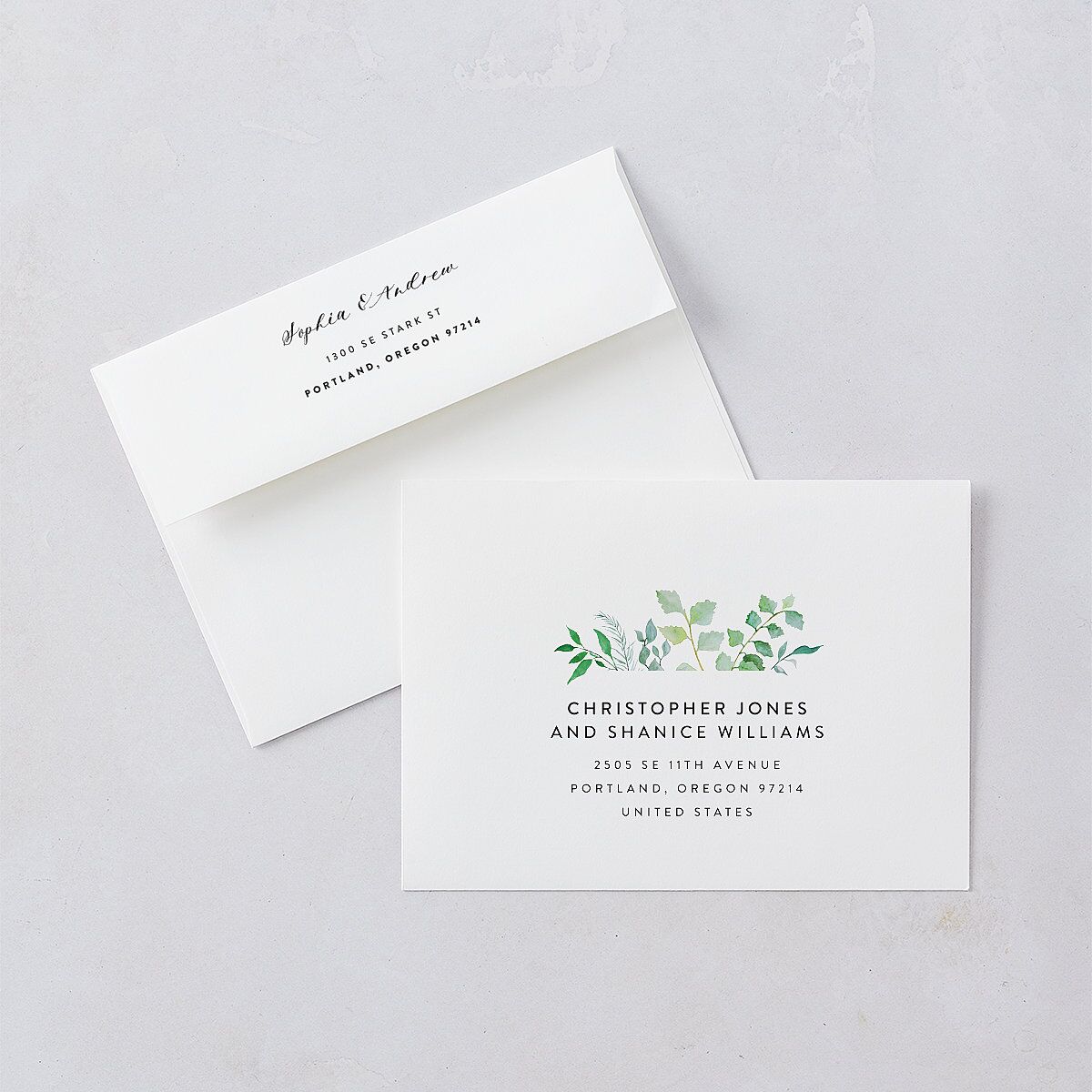 Leafy Ampersand Save The Date Cards Eucalyptus Signature smooth Blank No Standard