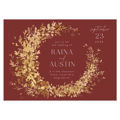 Harvest Crescent Wedding Invitations Gold Rust Signature Blank No Standard