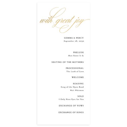 Joyful Day Wedding Programs Gold Pure White Signature