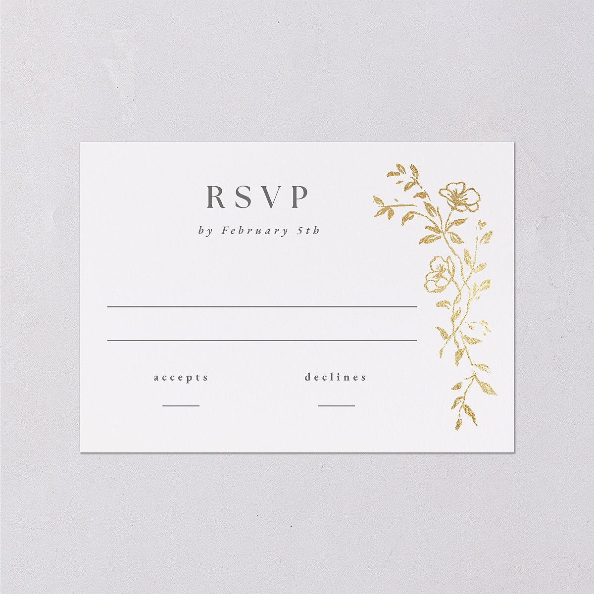 Gilded Branches Foil Wedding Response Cards Gold Off-White Signature Standard
