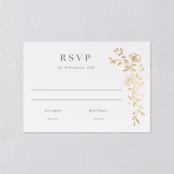 Gilded Branches Foil Wedding Response Cards Gold Off-White Signature Standard