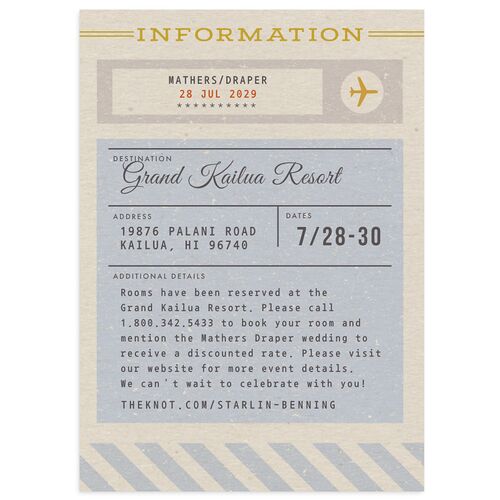 Retro Boarding Pass Travel Ticket Wedding Enclosure Cards Slate Signature Standard