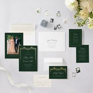 Fairytale Luxury Foil Wedding Invitations Dark Emerald Gold Signature Blank No Standard