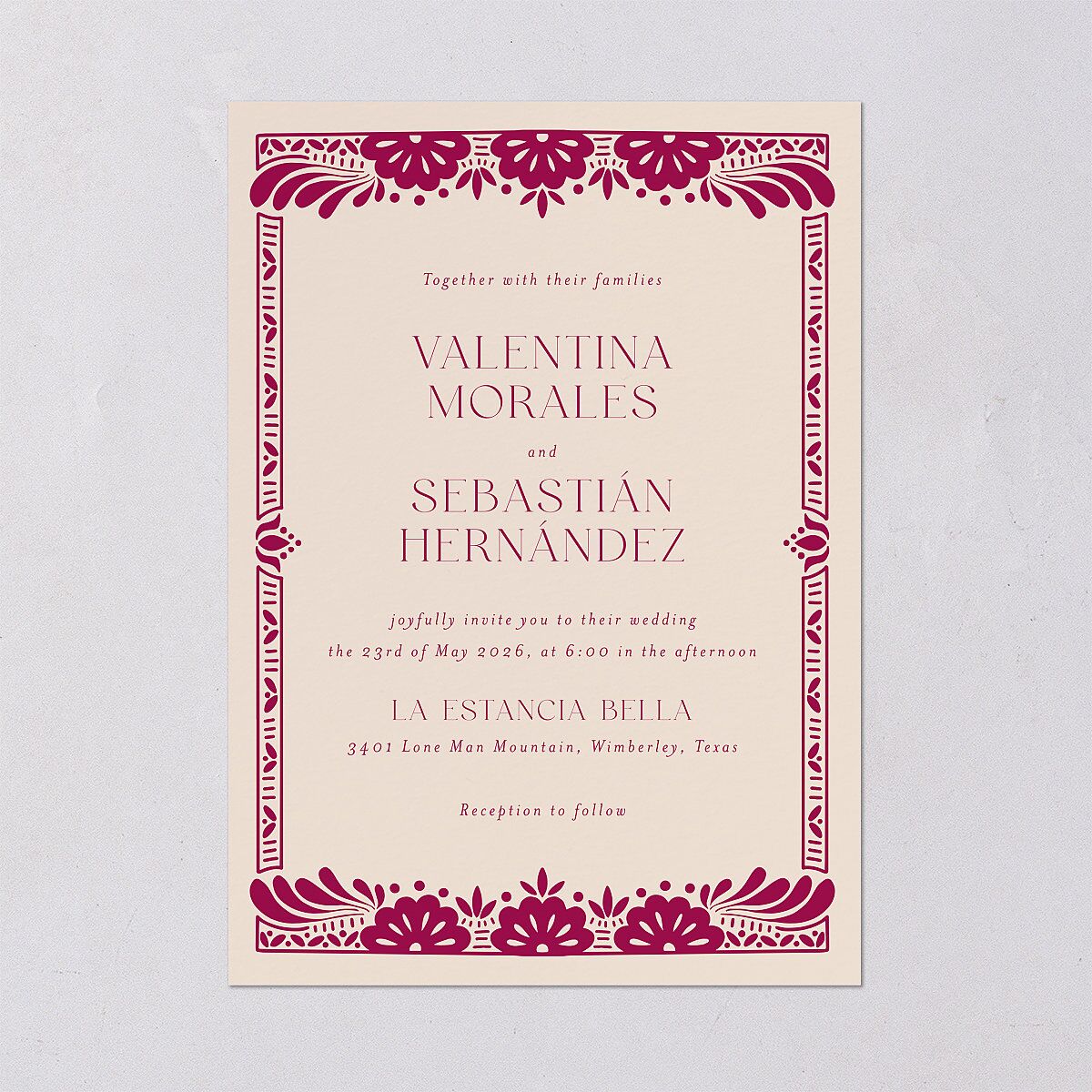 Hacienda Elegante Wedding Invitations Gold Raspberry Signature Blank No Standard
