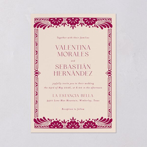 Hacienda Elegante Wedding Invitations Gold Raspberry Signature Blank No Standard