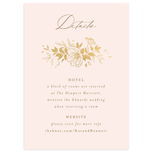 Baroque Garden Wedding Event Detail Cards Gold Pink Cotton Signature Standard