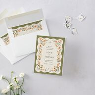 Flora Garden Border Thank You Cards Olive