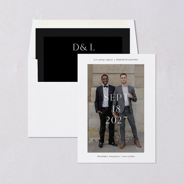 Manhattan Save the Date Cards Pure White Signature smooth Blank No Standard