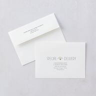 Gatsby Deco Arch Save The Date Card Envelopes White Dark Emerald Both Recipient and Return Addresses Signature Standard